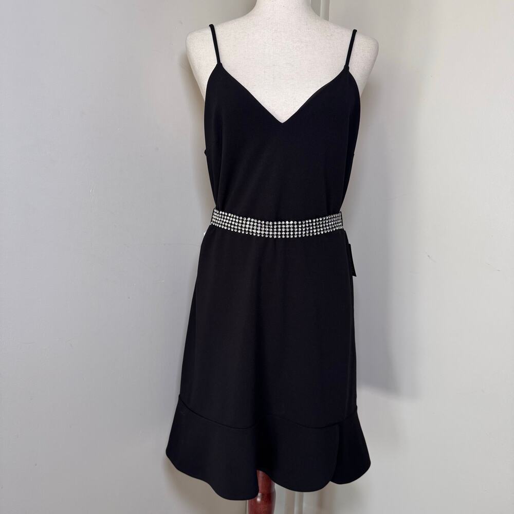 NWT EXPRESS Spaghetti Strap Cocktail Dress Women sz L Black Whimsigoth Coquette